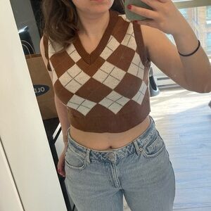 Brown argyle sweater vest